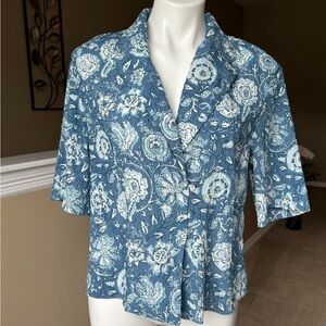 Zara Floral Blue Women's Top Size Medium